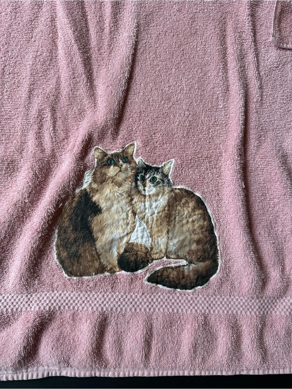 Vtg St Mary’s Raspberry Cream Feline Cat Bath Towel Hand Towel 2 Wash Cloths USA